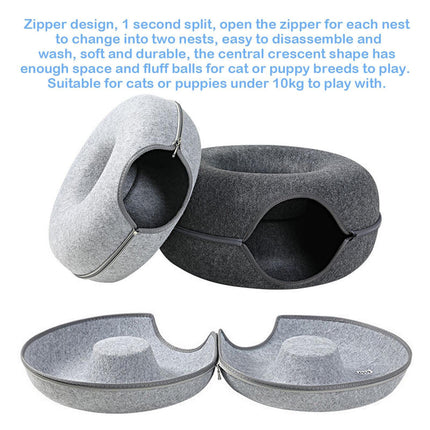Felt Cat Tunnel Bed and Cat Cave Play Toy, Round Donut Pet Nest for Kittens – image 10