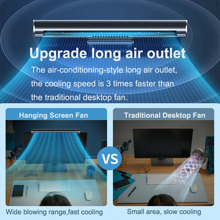 USB Bladeless Desk Fan, Monitor Mounted Personal Cooling Fan with Stepless Speed Control and 60 Degree Airflow for Home Office and Desktop