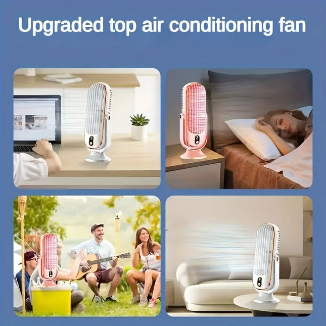 Mini Portable Air Conditioner for Desk, Rechargeable Battery Powered Fan for Camping