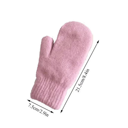 Womens Mittens Winter Knit with Imitation Rabbit Fur Trim, Unisex Mittens – image 5