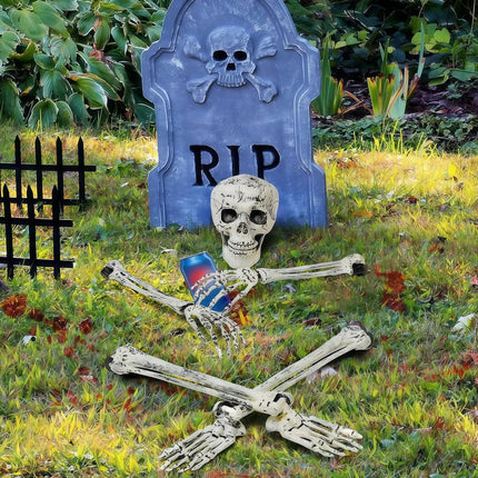 Halloween Decorations Outdoor, Halloween Skeleton Yard Stakes with Realistic Arm and Leg Bones for Lawn and Graveyard