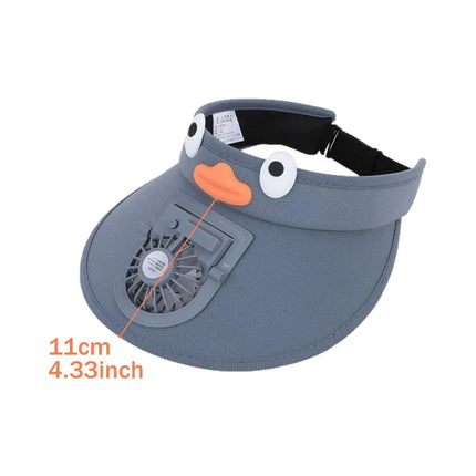 Sun Visor Hat with Cooling Fan for Kids, Wide Brim Sun Hat with Fan for Summer