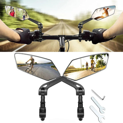 Bike Mirrors 2 Pack, Bicycle Rear View Mirror for Handlebars, Foldable Bike Handlebar Mirror, Bike Accessories