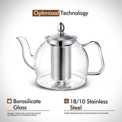 Blooming Tea Steeper Pot, Borosilicate Glass Teapot with Removable Infuser 33 oz – media 6