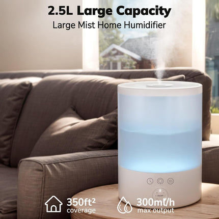 Cool Mist Humidifier for Bedroom, Quiet Humidifier for Plants