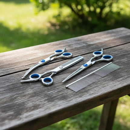 Dog Grooming Scissors Set with Thinning Shears and Comb, Dog Grooming Tools for Home Use, Cat Grooming Tools