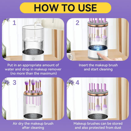 Makeup Brush Cleaner Machine, Sonic Brush Spinner with One Button Control – image 5