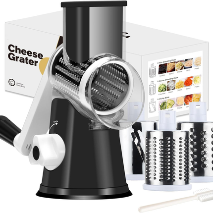 Cheese Graters for Kitchen, Manual Rotary Cheese Grater with Suction Base