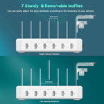 Tuzwa 6-Port USB Charging Station – 60W Multi-Device Charging Dock with 5V/2.4A USB Ports, Adjustable Dividers & Earbud/Watch Holders