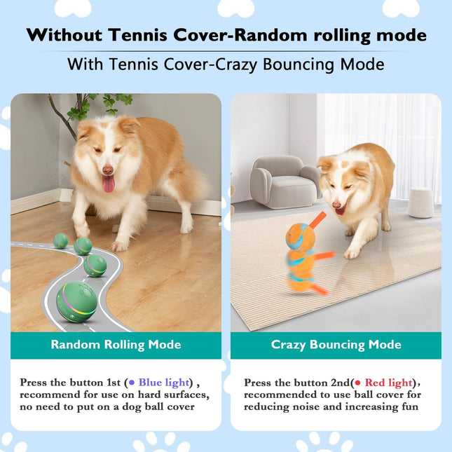 Interactive Dog Toys, Automatic Rolling Dog Ball with Bouncing Mode
