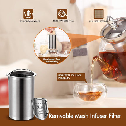 Borosilicate Glass Teapot with Removable Infuser 33 oz – media 4