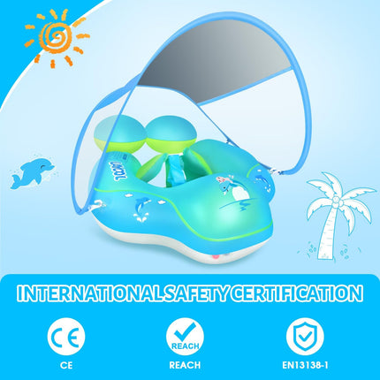 Infant Pool Float with Canopy, Baby Swim Float with Removable UPF50+ Sun Canopy and Buckle Locks