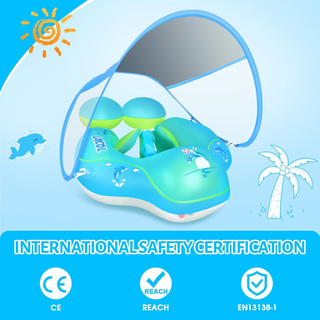 Infant Pool Float with Canopy, Baby Swim Float with Removable UPF50+ Sun Canopy and Buckle Locks