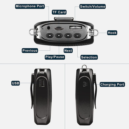 Portable Voice Amplifier for Teachers and Elderly, Personal Voice Amplifier with Headset Microphone