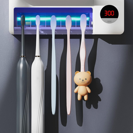 Toothbrush Holder with UV Sanitizer, UV Toothbrush Sanitizer Holder for 5 Toothbrushes, Bathroom Toothbrush Holder