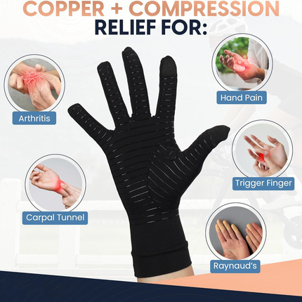 Compression Gloves, Open Finger Arthritis Gloves with Non Slip Palms