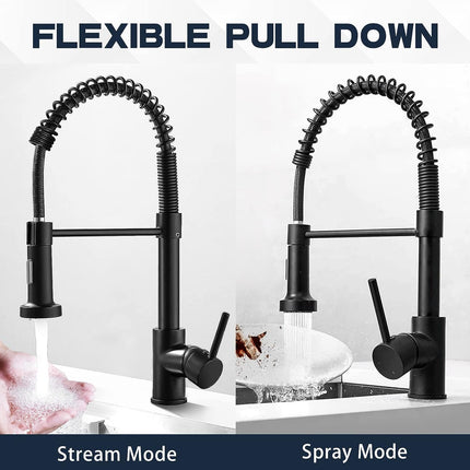Kitchen Faucet with Pull Down Sprayer, Stainless Steel Kitchen Faucets Solid Brass – image 5