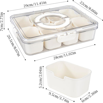 Divided Serving Tray with Handle, Plastic Serving Tray for Party Snacks