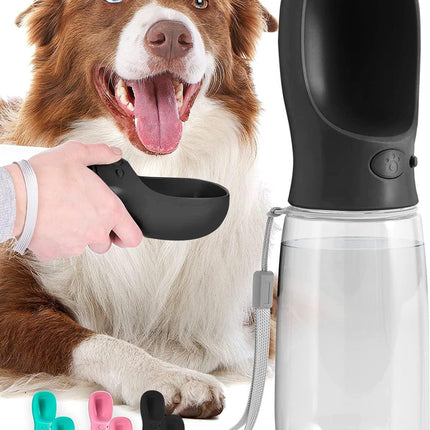 Dog Water Bottle 19 oz, Portable Dog Water Bottle with Bowl, Leak Proof Travel Dog Water Bottle for Walking and Hiking