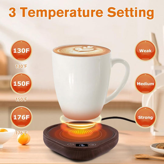 Tuzwa Coffee Mug Warmer – 3 Temperature Electric Cup Warmer with Auto Shut-Off, 5.5" Heating Plate, 36W, 120V