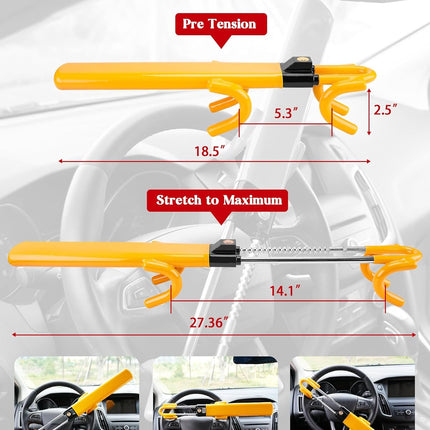 Steering Wheel Lock for Car Anti Theft, Car Steering Wheel Lock with 4 Locking Hooks and 3 Keys – image 4