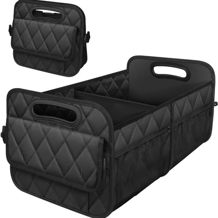 Car Trunk Organizer Foldable with Adjustable Compartments, SUV Trunk Organizer Waterproof with Pockets, Trunk Storage