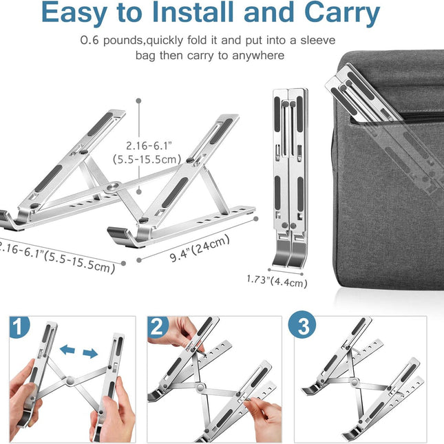 Adjustable Laptop Stand for Desk, Portable Laptop Stand in Aluminum