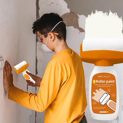 Wall Repair Roller Paint Brush 500g, All in One White Wall Patch Paste Roller Kit with Squeegee and Sandpaper