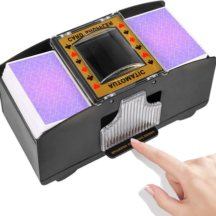 Automatic Playing Card Shuffler, Battery Operated Card Shuffler Machine for 2 Decks, Electric Card Shuffler for Poker