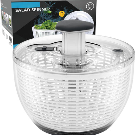 Large Salad Spinner, One Handed Lettuce Spinner with 6.3 Qt Bowl and Basket – image 9