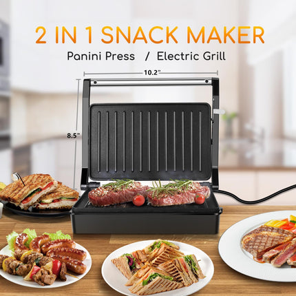 Panini Press Sandwich Maker, Electric Indoor Grill with Non Stick Plates