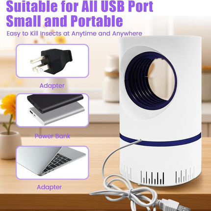 UV Light Insect Trap for Indoor and Outdoor Use, USB Mosquito Killer with Vortex Fan, Quiet Chemical Free Fly Catcher for Bedroom and Patio