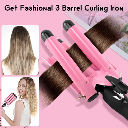 3 Barrel Curling Iron, Dual Voltage Hair Styling Tool – image 4