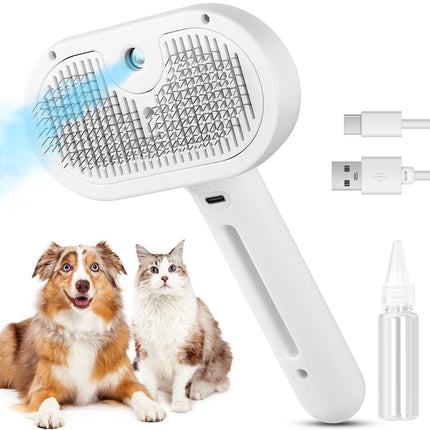 Cat Brush with Steam Spray, Dog Grooming Brush, Cat Grooming Brush with Self Cleaning Button