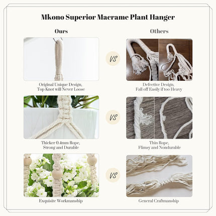 Macrame Plant Hanger, Outdoor Plant Hanger with Cotton Rope – image 9