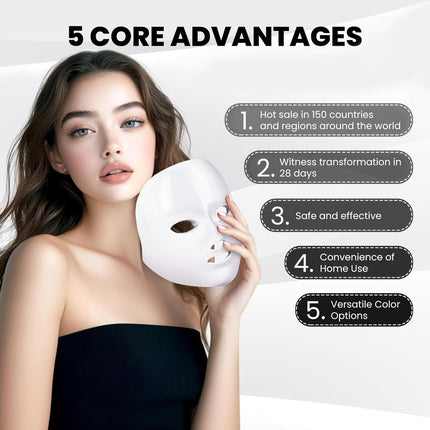 Red Light Therapy Mask with 7 Colors, LED Face Mask with Remote and Eye Protection Pads