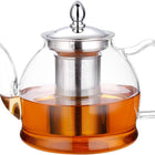 Borosilicate Glass Teapot with Removable Infuser 33 oz, Loose Leaf Teapot Stainless Steel Lid, Blooming Tea Steeper Pot