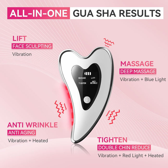 Gua Sha Tool, Electric Facial Massager, Red Light Therapy Device