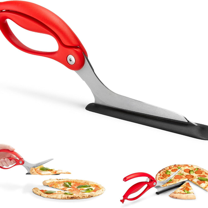 Pizza Scissors with Server, Pizza Cutter with Spatula, Stainless Steel Pizza Shears with Safety Lock