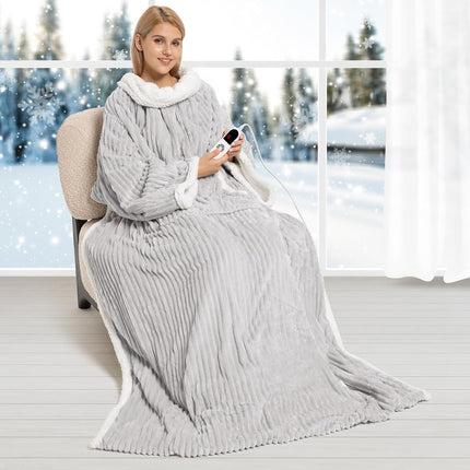 Heated Blanket Throw, Wearable Heated Blanket Hoodie with Sherpa – image 12