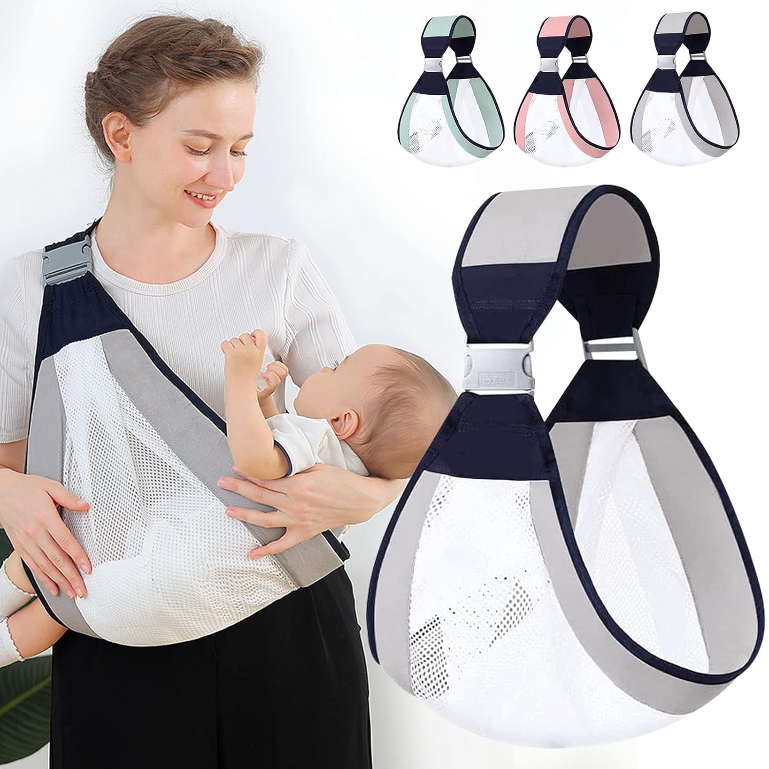 Tuzwa Mesh Baby Carrier – Adjustable Baby Carrier Wrap with Padded Straps, Breathable Front & Hip Carrier, 45 lb Capacity, Machine Washable