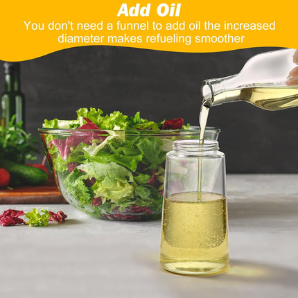 Olive Oil Sprayer Bottle 2 Pack, Glass Olive Oil Dispenser with Pour Spout