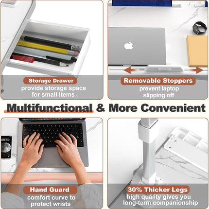 Adjustable Laptop Stand for Bed, Portable Laptop Desk with Storage Drawer