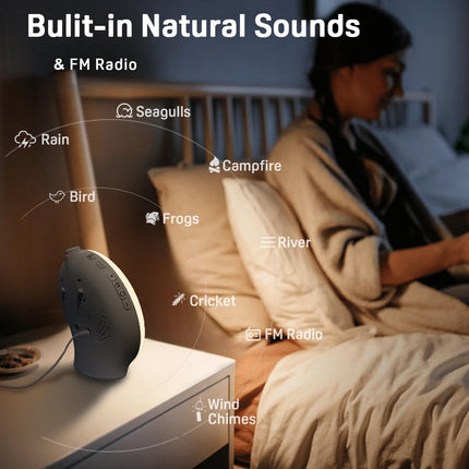 Sunrise Alarm Clock with Wake Up Light, Dual Alarms and 7 Colour Night Light