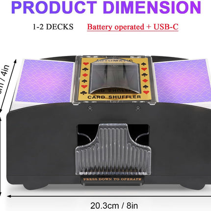 Automatic Playing Card Shuffler, Battery Operated Card Shuffler Machine for 2 Decks