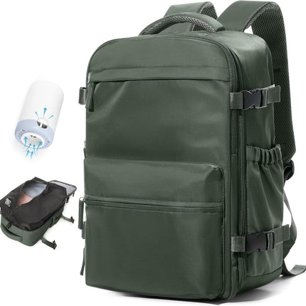 Travel Backpack with Vacuum Compression, 17 Inch Laptop Backpack with Electric Pump
