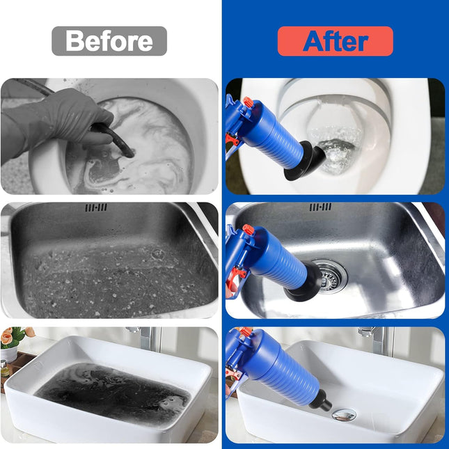 Toilet Plunger, Sink Plunger Air Gun with 4 Suction Cups