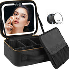 Travel Makeup Bag with Mirror and Lights, Large Makeup Bag with Compartments, Cosmetic Bag, Makeup Case for Women