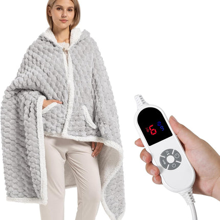 Heated Blanket Throw, Wearable Heated Blanket Hoodie with Sherpa – image 9