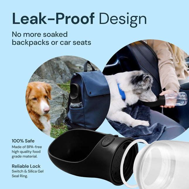 Dog Water Bottle 19 oz, Portable Dog Water Bottle with Bowl